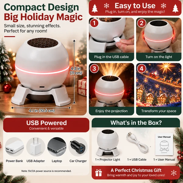 🍁💖Glenivo® Turn Any Room Into a Christmas Wonderland – Holiday Projection Night Light