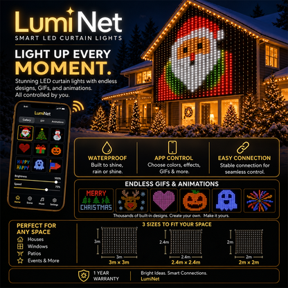 🌼💖Turn Any Window Into a Light Show.One Light Curtain. Endless Occasions.Create animated patterns, holiday scenes, custom messages and more — all from your phone.