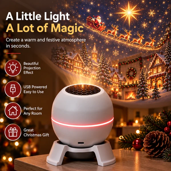 🍁💖Glenivo® Turn Any Room Into a Christmas Wonderland – Holiday Projection Night Light