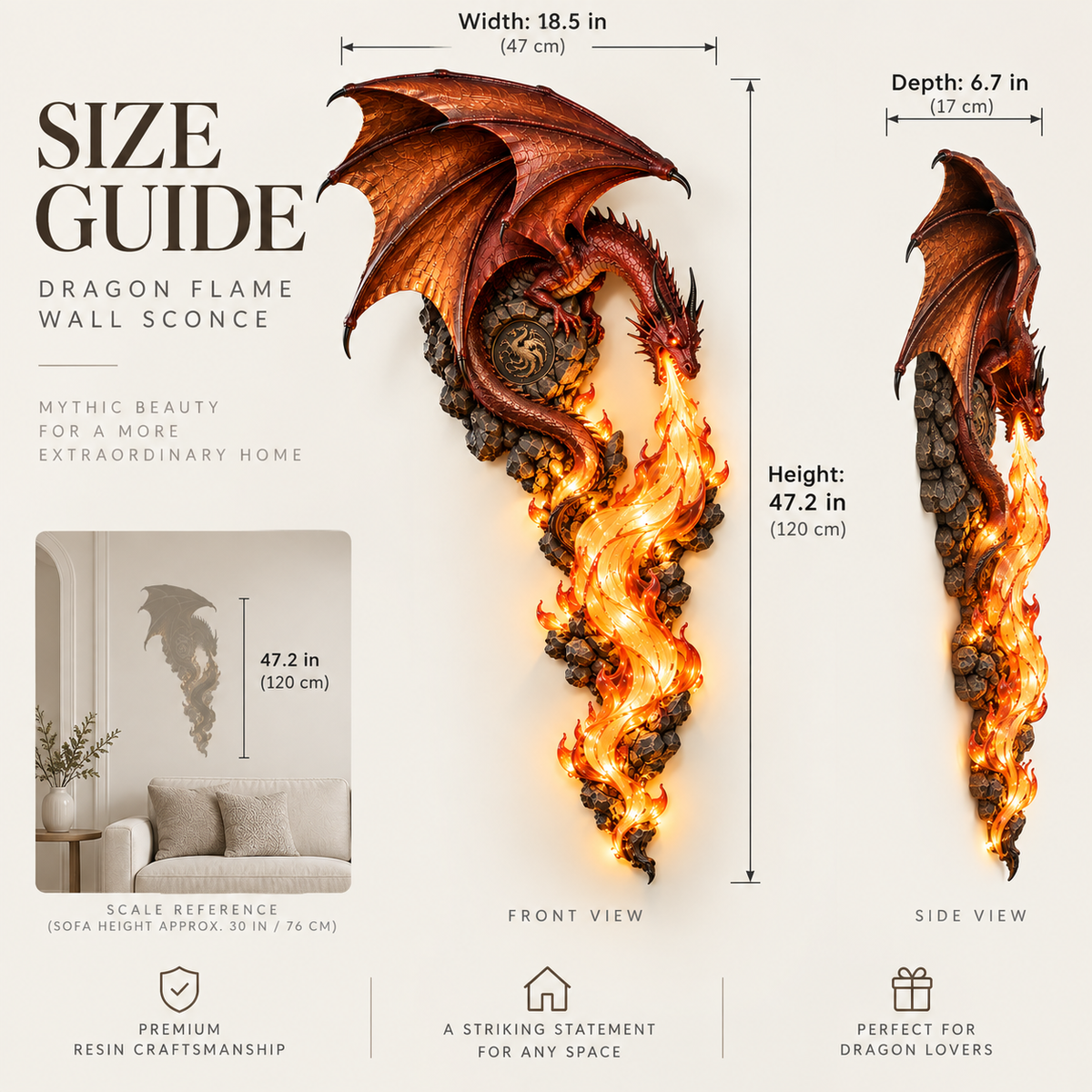 Last Day 49% OFF -🌼💖Glenivo® Dragonfire Guardian™ Wall Sconce – A Legendary Flame Awakens On Your Wall