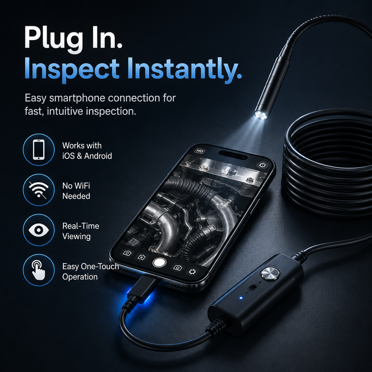 🍁💖HD Endoscope Inspection Camera | 2M 5M 10M Waterproof Probe