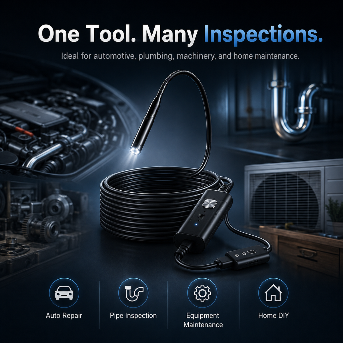 🍁💖HD Endoscope Inspection Camera | 2M 5M 10M Waterproof Probe
