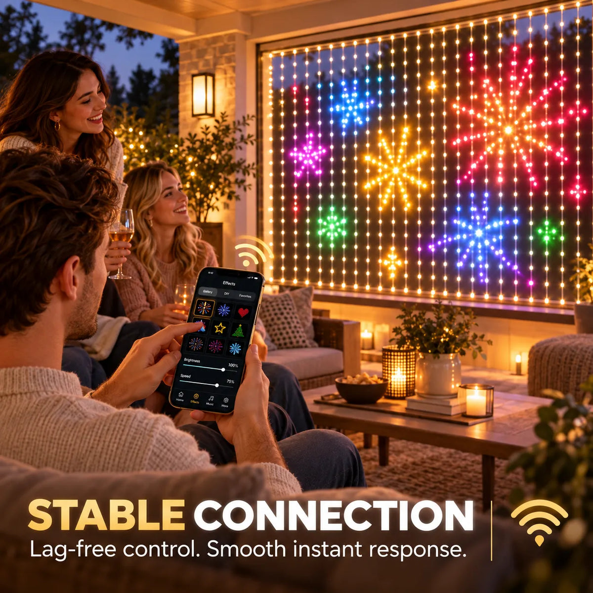 🌼💖Turn Any Window Into a Light Show.One Light Curtain. Endless Occasions.Create animated patterns, holiday scenes, custom messages and more — all from your phone.