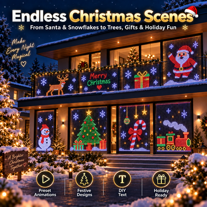 LAST DAY 49% OFF -🌼💖Glenivo® Smart RGB Pixel LED Curtain Lights | App-Controlled Dynamic Holiday Light Show for Outdoor Home Decoration
