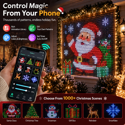 LAST DAY 49% OFF -🌼💖Glenivo® Smart RGB Pixel LED Curtain Lights | App-Controlled Dynamic Holiday Light Show for Outdoor Home Decoration