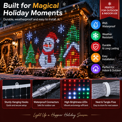 LAST DAY 49% OFF -🌼💖Glenivo® Smart RGB Pixel LED Curtain Lights | App-Controlled Dynamic Holiday Light Show for Outdoor Home Decoration