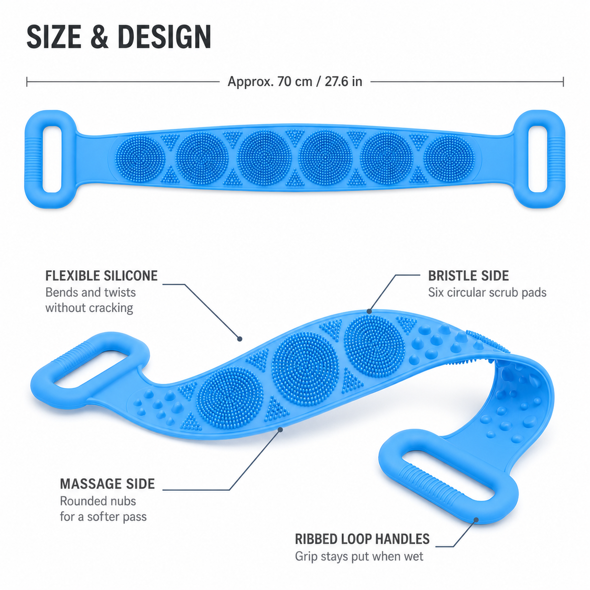 ⏳🔥 LIMITED-TIME 50% OFF! ⏰ Long Handle Silicone Back Scrubber For Easy Full-Body Cleaning