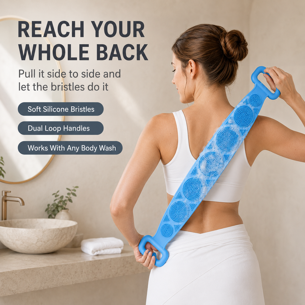 ⏳🔥 LIMITED-TIME 50% OFF! ⏰ Long Handle Silicone Back Scrubber For Easy Full-Body Cleaning