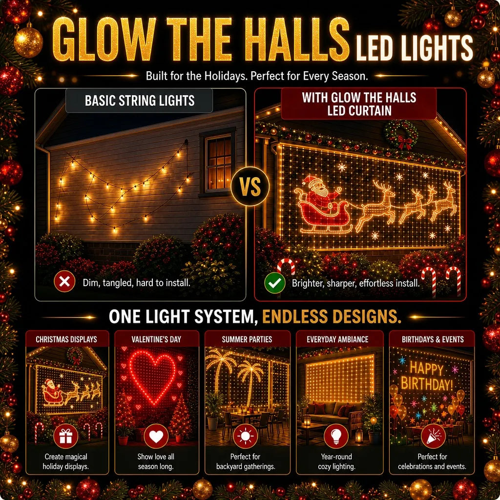 🌼💖Turn Any Window Into a Light Show.One Light Curtain. Endless Occasions.Create animated patterns, holiday scenes, custom messages and more — all from your phone.