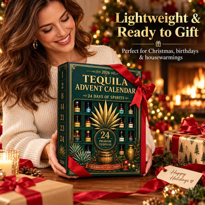 🍁💖Glenivo® 24-Day Mini Tequila Bottle Advent Blind Box for Holiday Celebration, Bar Table Decor, Collector Gift & Family Countdown