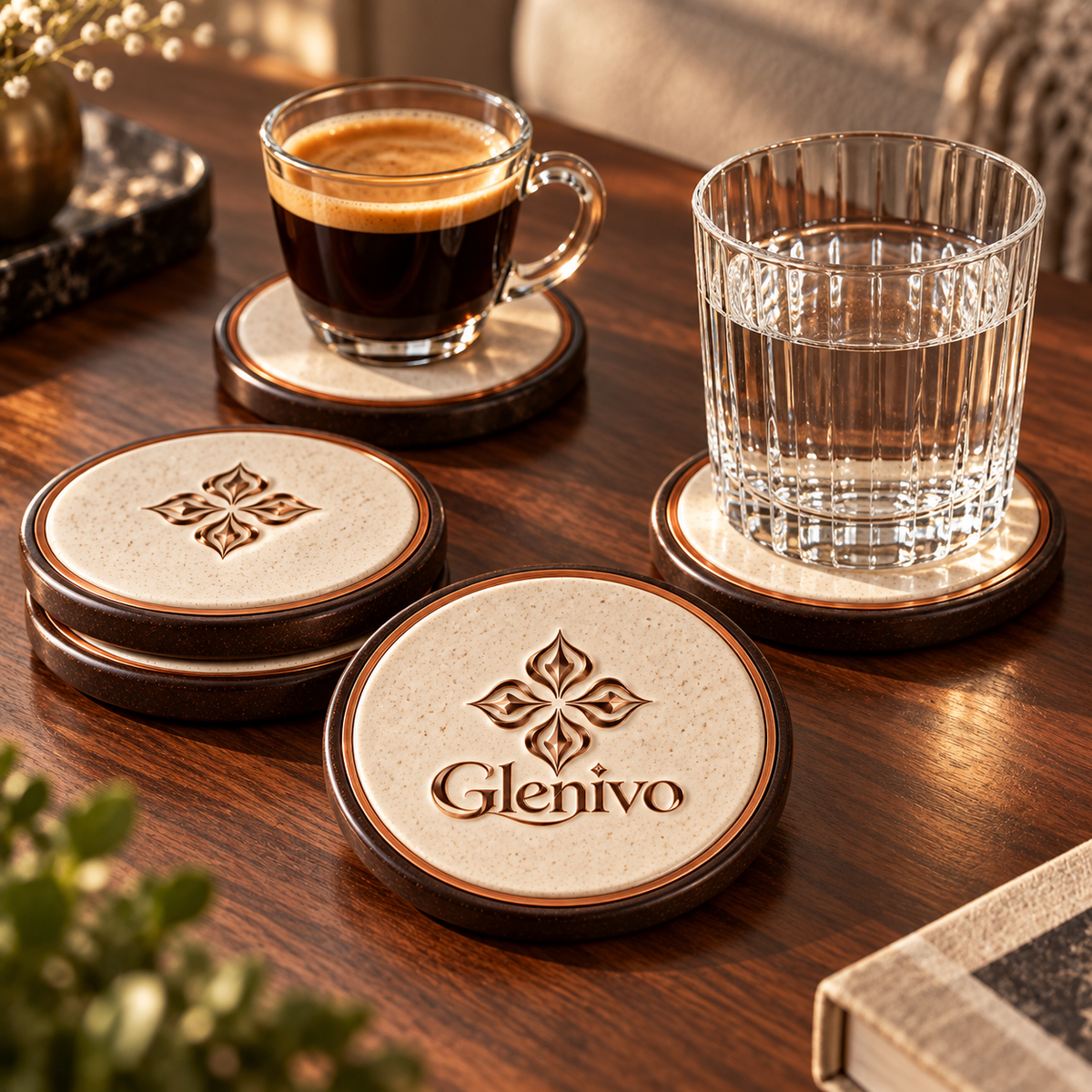 Glenivo SOVA Stone Coaster Set