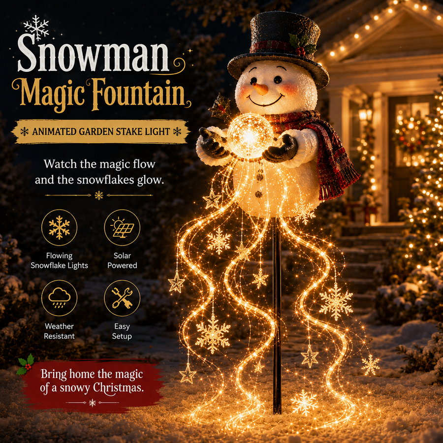 49% OFF🍁💖Glenivo® Snowman Magic Fountain™-Flowing Snowflake LED Christmas Garden Light