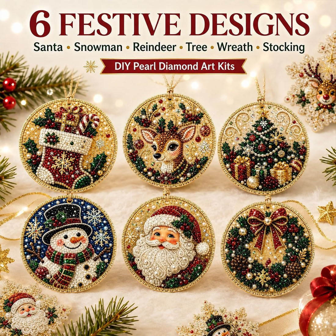 60,000+ Sold🍁💖Glenivo® 6 Pcs Christmas DIY Diamond Painting Ornaments