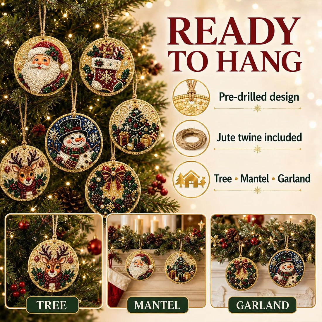 60,000+ Sold🍁💖Glenivo® 6 Pcs Christmas DIY Diamond Painting Ornaments