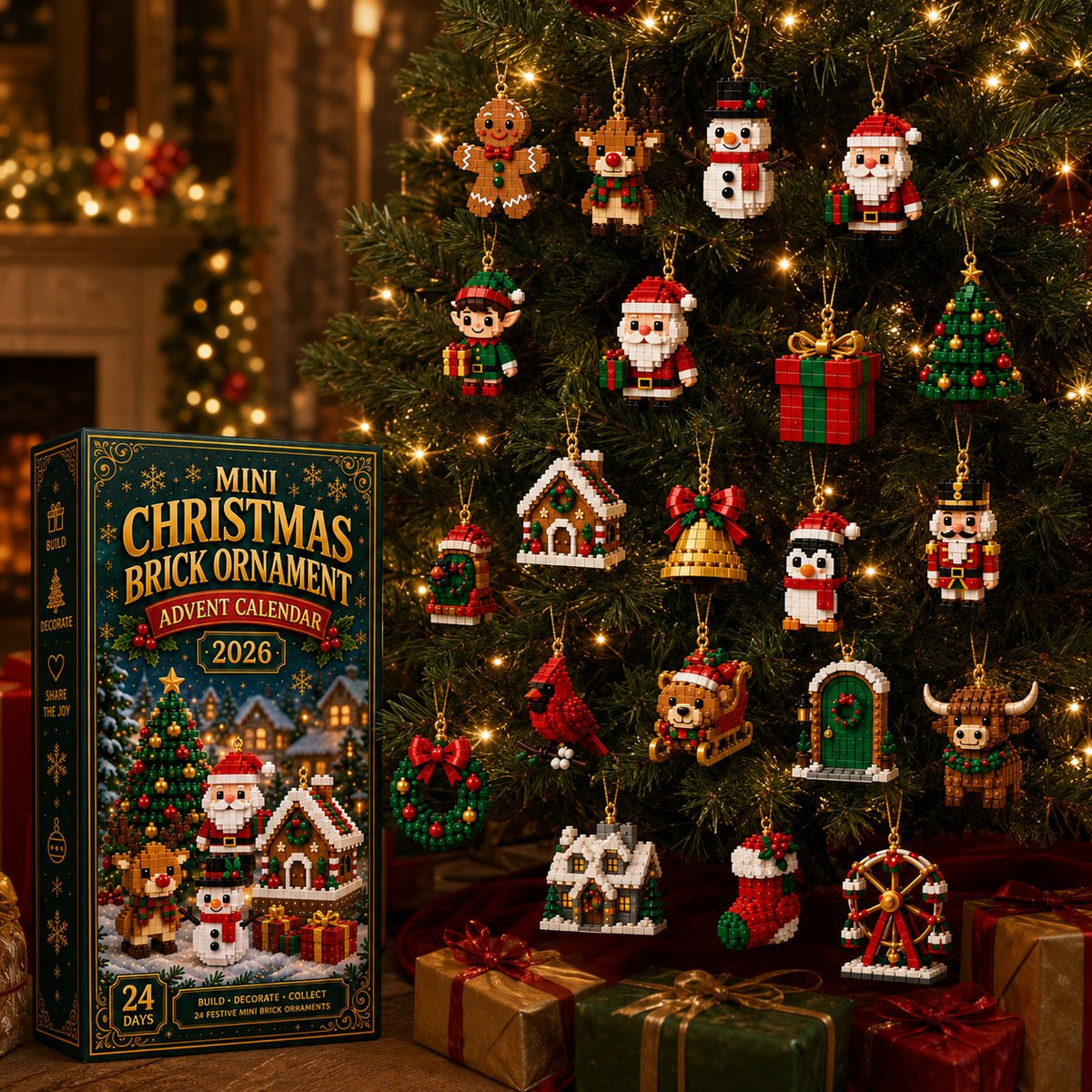Last day to save 49% –  🍁💖Glenivo® 24-Day Mini Christmas Ornament Advent Calendar | 24 unique festive buildable designs with hanging loops—perfect for decorating Christmas trees, wreaths, and holiday displays