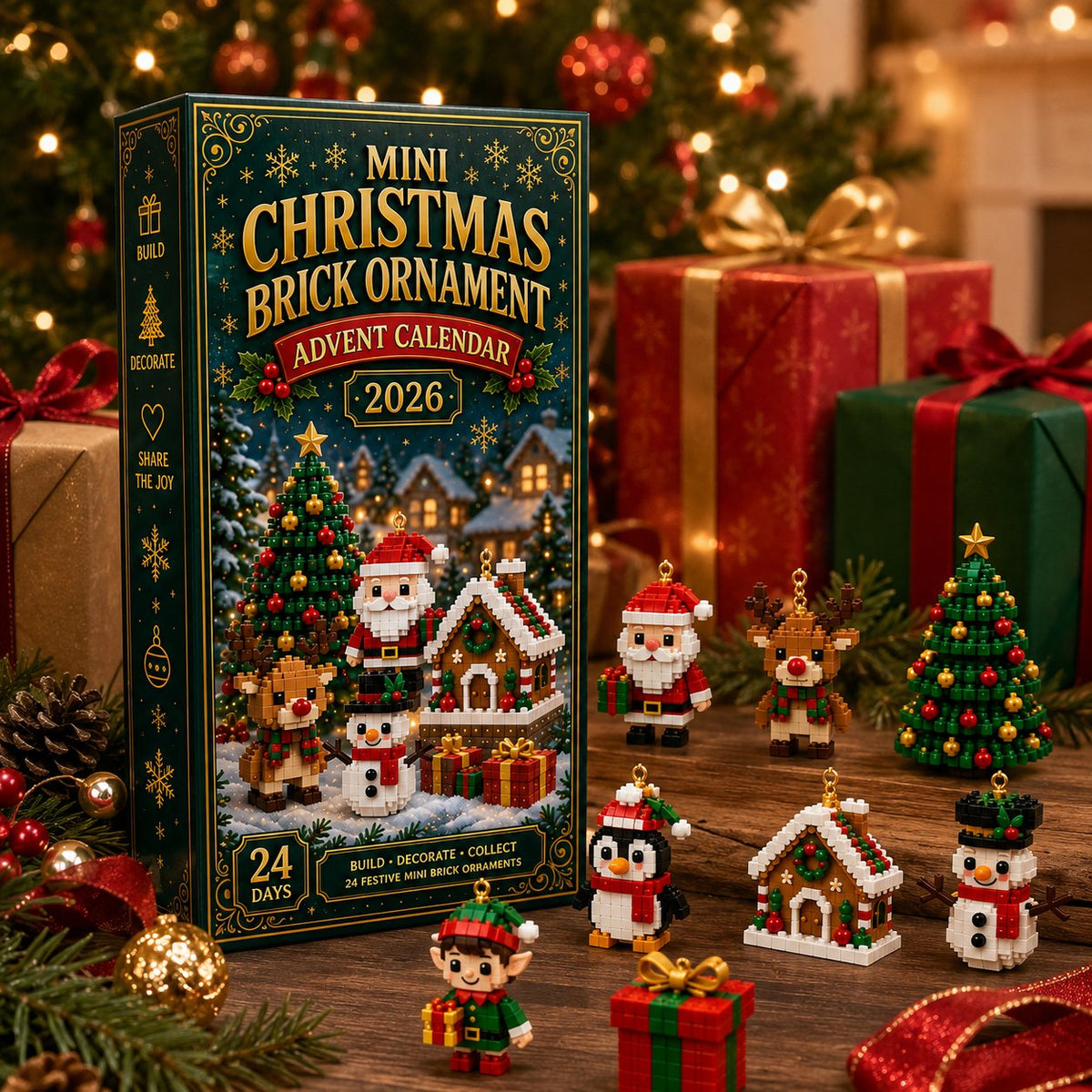 Last day to save 49% –  🍁💖Glenivo® 24-Day Mini Christmas Ornament Advent Calendar | 24 unique festive buildable designs with hanging loops—perfect for decorating Christmas trees, wreaths, and holiday displays