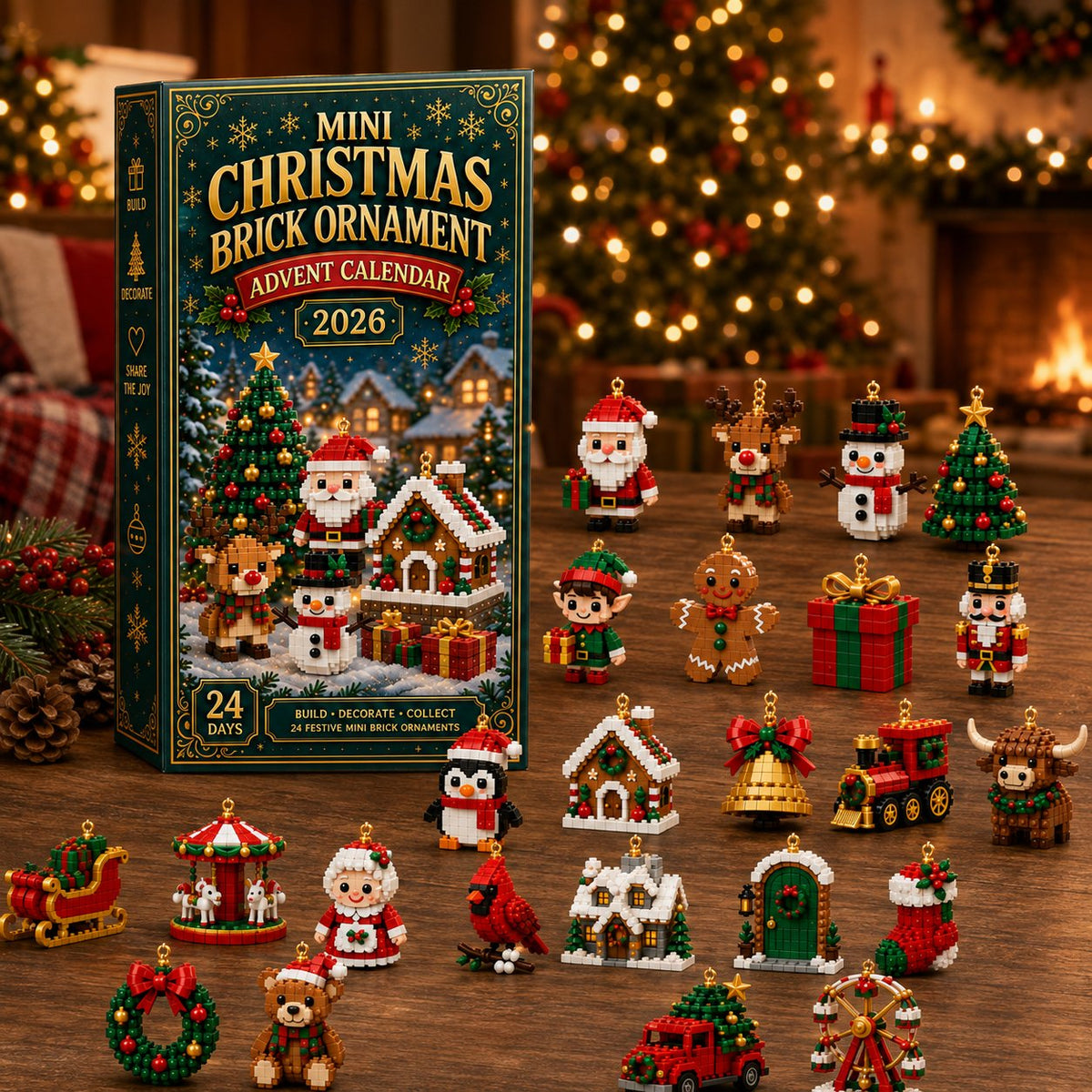Last day to save 49% –  🍁💖Glenivo® 24-Day Mini Christmas Ornament Advent Calendar | 24 unique festive buildable designs with hanging loops—perfect for decorating Christmas trees, wreaths, and holiday displays